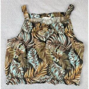 Jane + Delancey Square Neck Sleeveless Top Women’s XL Colorful Tropical Print